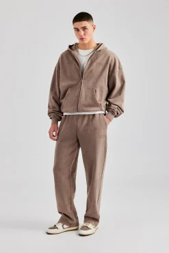 CLO-SET Washed Zip Through Tracksuit - Taupe