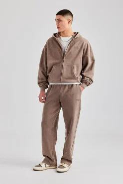 CLO-SET Washed Zip Through Tracksuit - Taupe