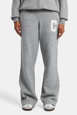 Women CLO-BOT-TRO-KTW Wide Leg Knitted Jogger - Grey