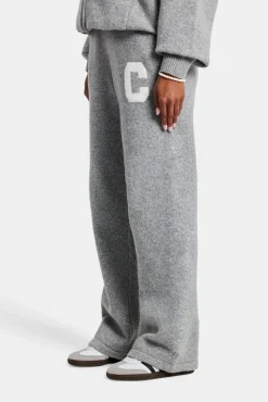 Women CLO-BOT-TRO-KTW Wide Leg Knitted Jogger - Grey