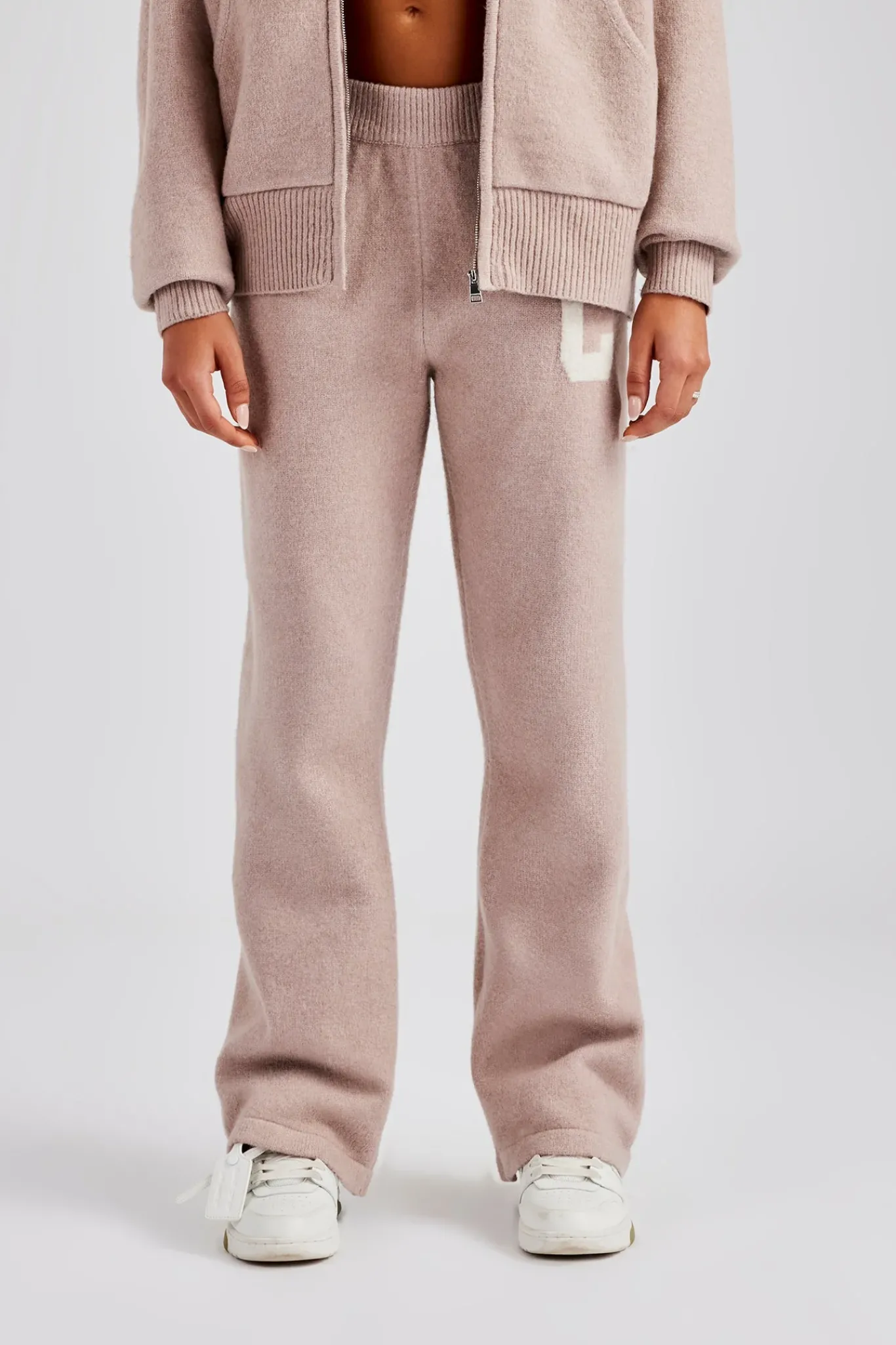 Women CLO-BOT-TRO-KTW Wide Leg Knitted Jogger - Pink