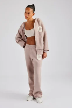 Women CLO-BOT-TRO-KTW Wide Leg Knitted Jogger - Pink