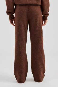 Women CLO-BOT-TRO-KTW Wide Leg Knitted Jogger - Chocolate
