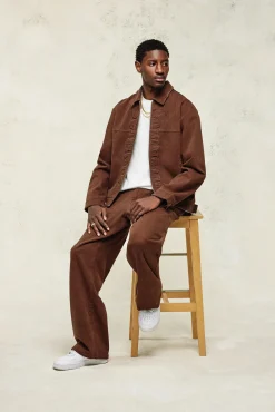 CLO-BOT-TRO Wide Leg Twill Trouser - Chocolate