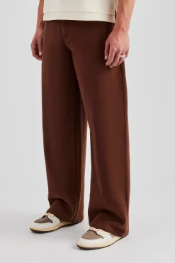 CLO-BOT-TRO Wide Leg Twill Trouser - Chocolate
