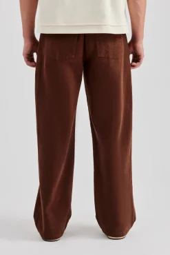 CLO-BOT-TRO Wide Leg Twill Trouser - Chocolate