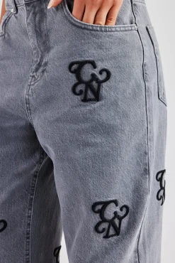 Women CLO-BOT-DEN Womens Baggy Fit Branded Denim Jean - Washed Grey