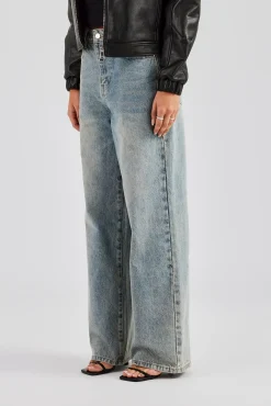 Women CLO-BOT-DEN Womens Baggy Fit Jean - Antique Wash