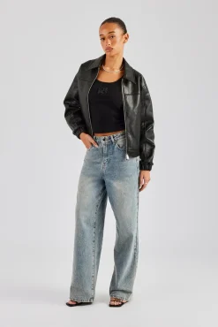 Women CLO-BOT-DEN Womens Baggy Fit Jean - Antique Wash