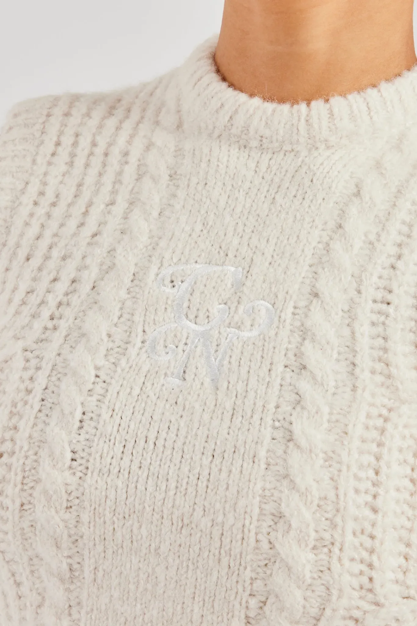 Women CLO-TOP-HS-SWE-KTW Womens Cable Knit Vest - Off White