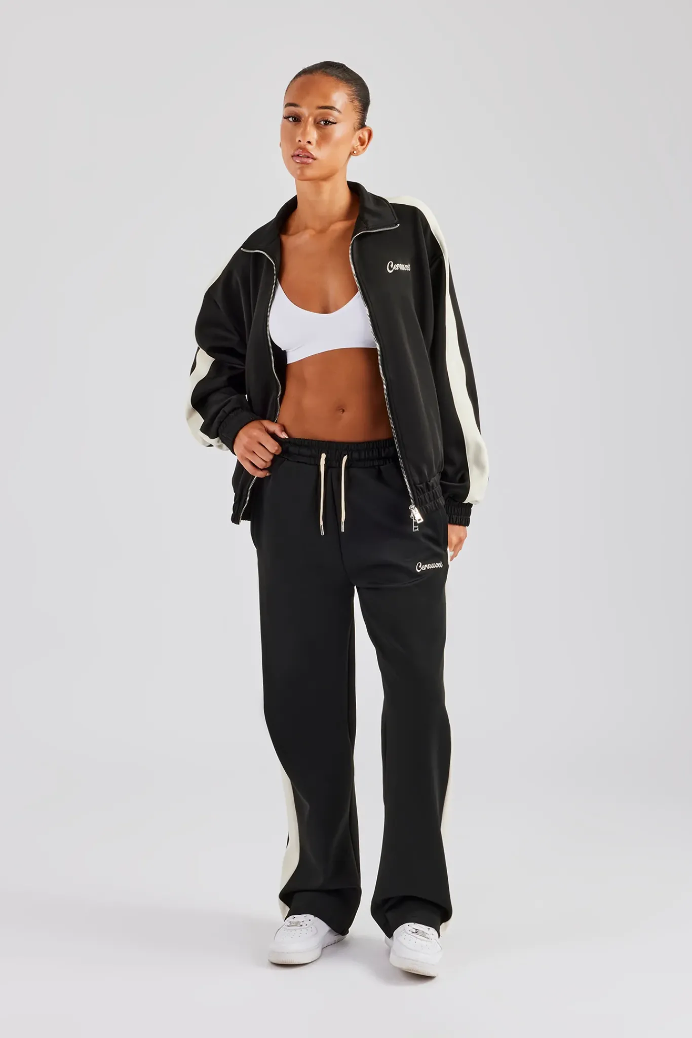 Women CLO-SET Womens Contrast Panel Tracksuit - Black