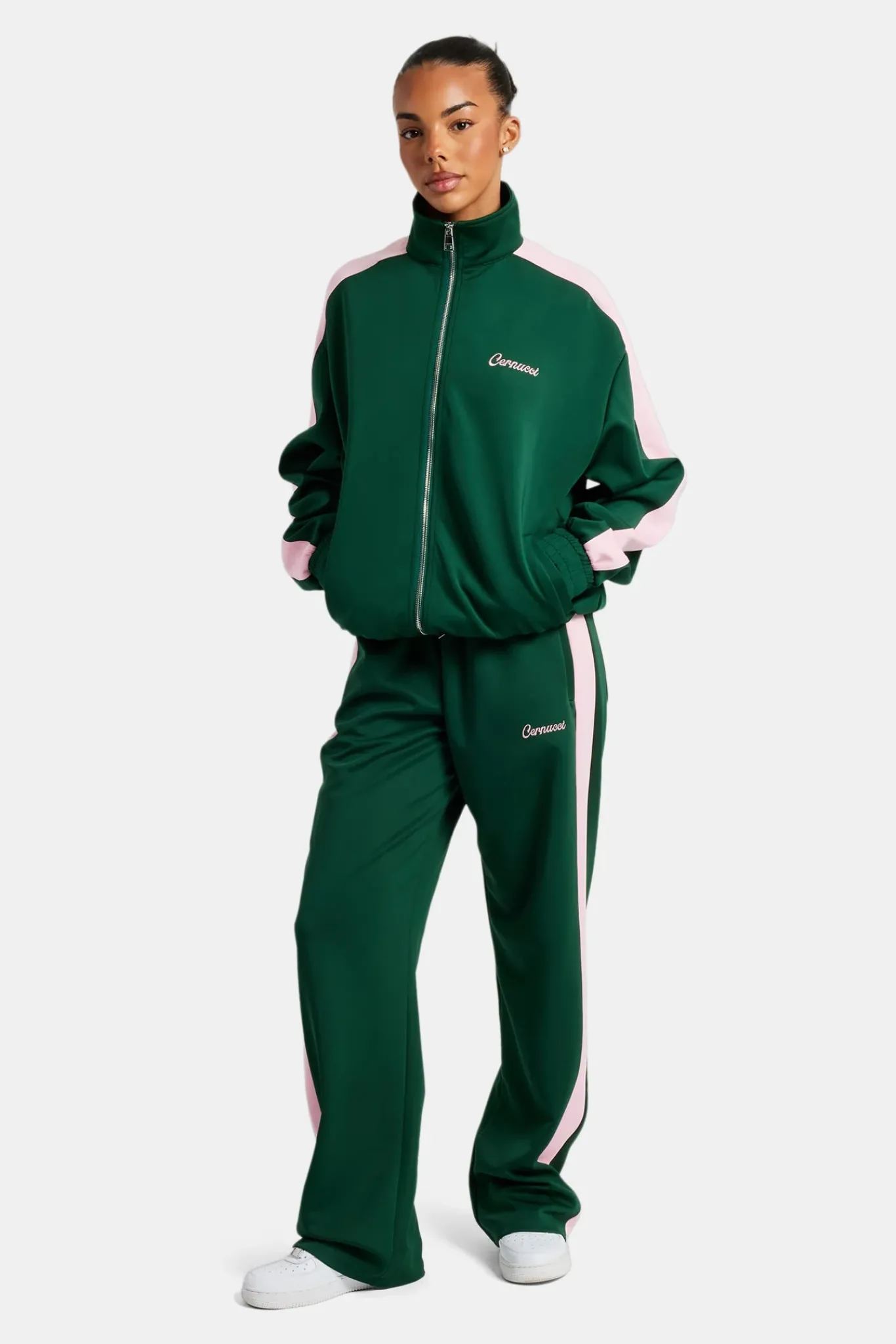 Women CLO-SET Womens Contrast Panel Tracksuit - Green