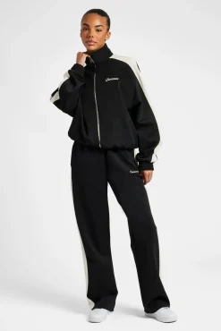 Women CLO-BOT-TRO Womens Contrast Panel Track Pant - Black