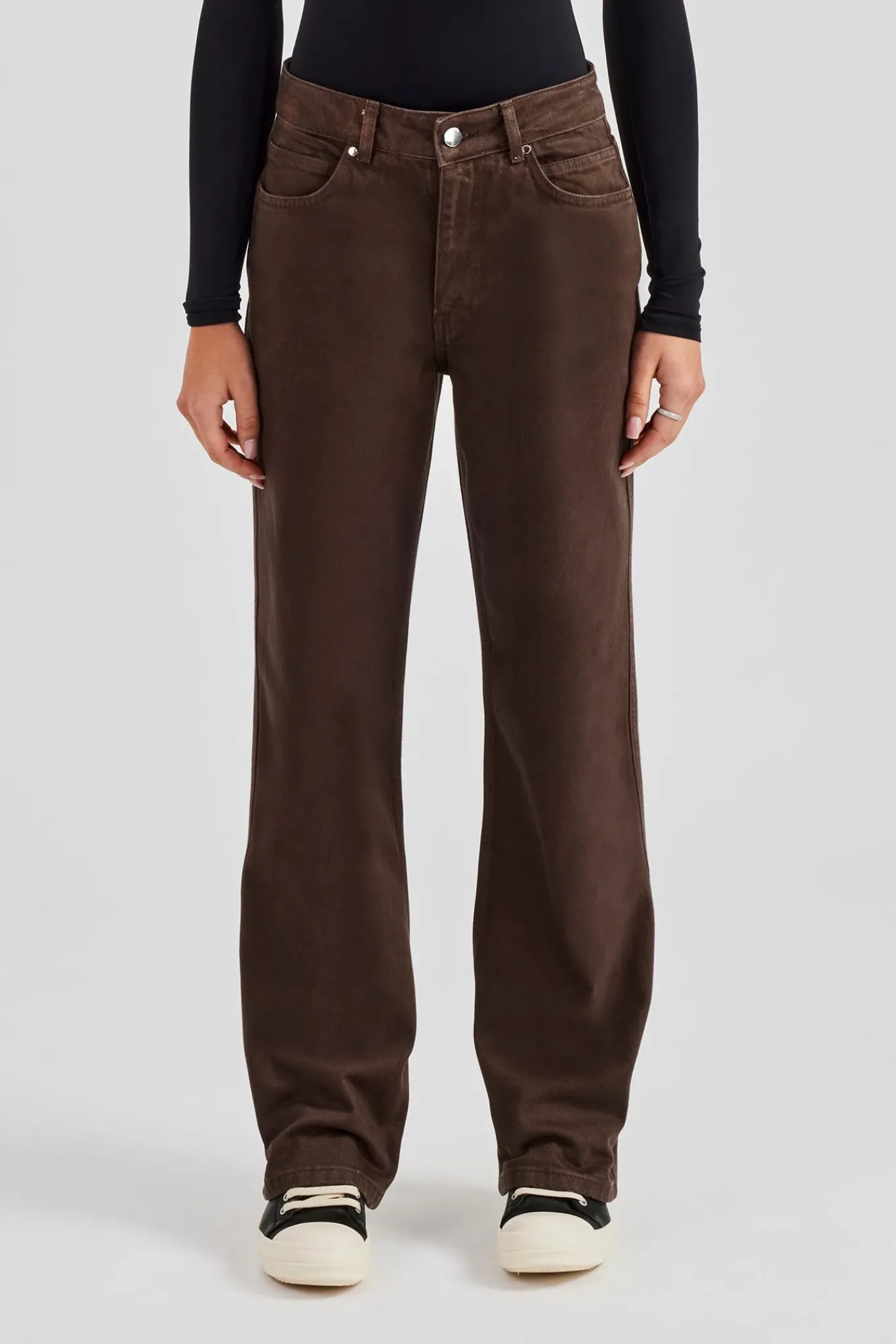Women CLO-BOT-DEN Womens Embossed Pocket Detail Jean - Dark Chocolate
