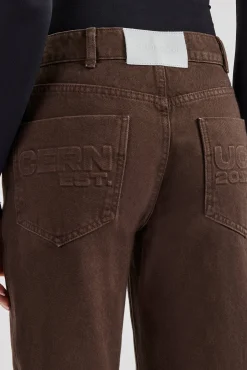 Women CLO-BOT-DEN Womens Embossed Pocket Detail Jean - Dark Chocolate