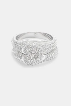 Women JWL-RNG Womens Iced Connecting Heart Ring