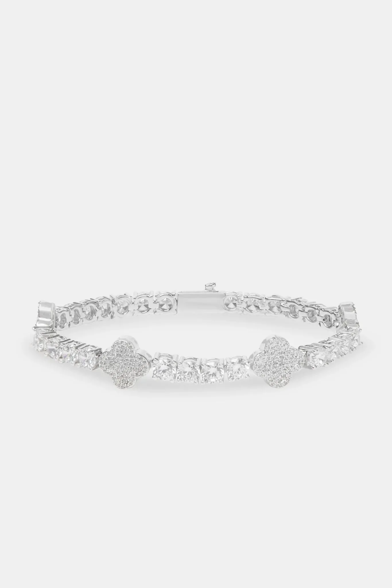 Women JWL-BRA Womens Iced Motif Tennis Bracelet - White 5mm
