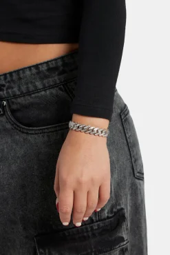 Women JWL-BRA Womens 12mm Baguette Prong Cuban Bracelet