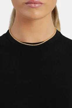 Women JWL-CHN Womens 2.5mm Micro Tennis Chain - Gold