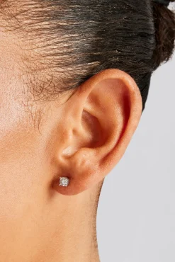 Women JWL-EAR Womens Moissanite Cluster Stud Earrings - 4.5mm