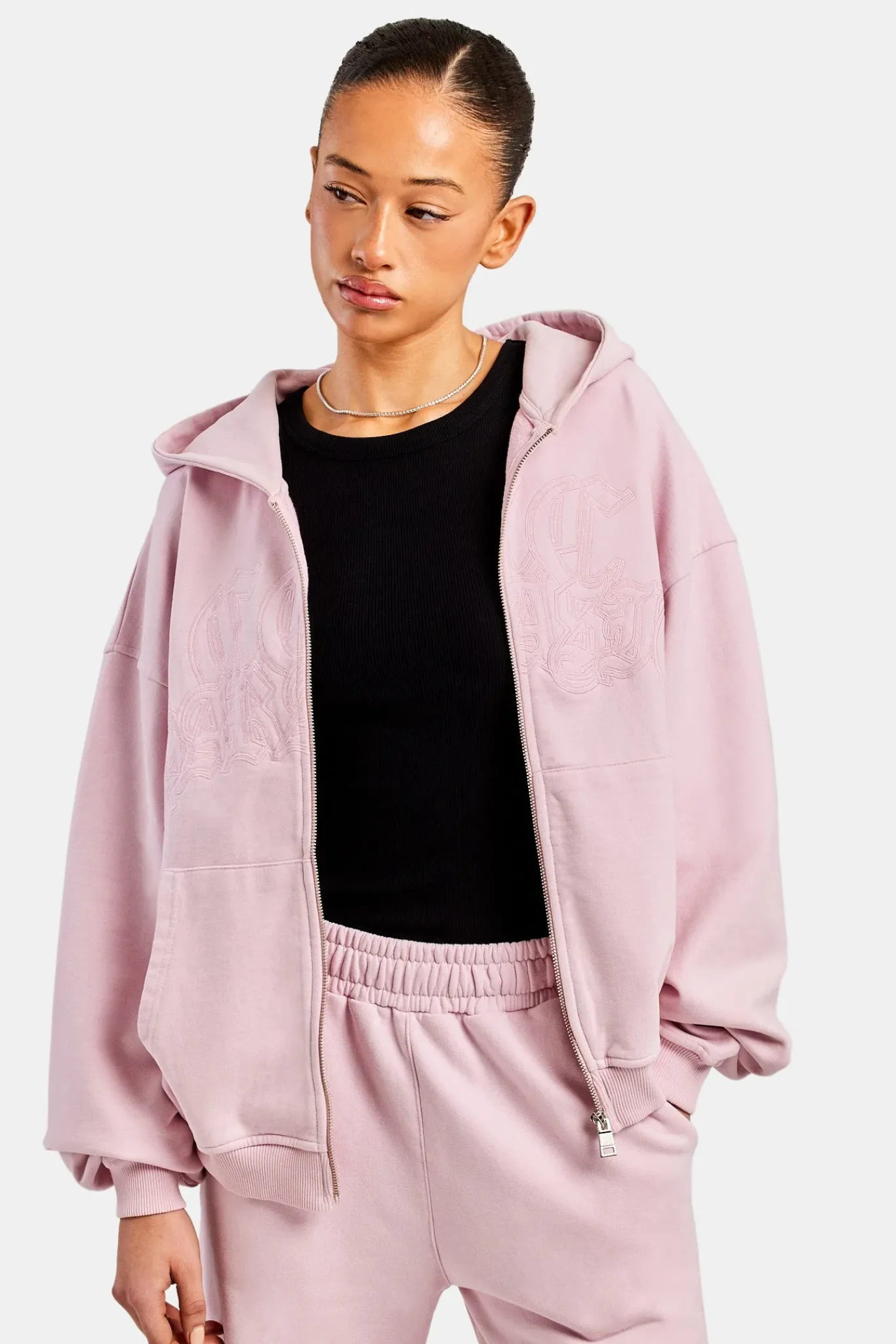 Women CLO-SET Womens Paraiso Embroidered Tracksuit - Pink