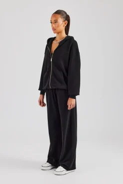 Women CLO-SET Womens Zip Through Hoodie and Jogger Set - Black
