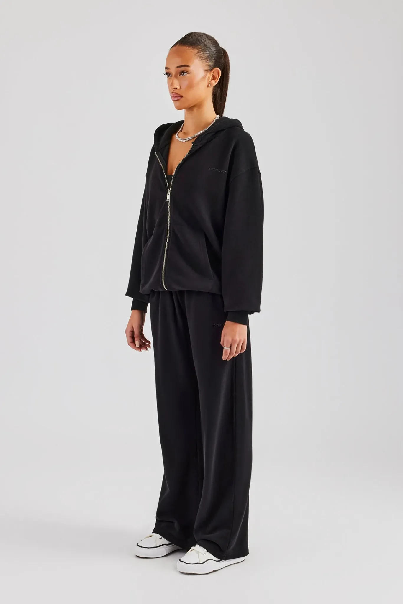Women CLO-SET Womens Zip Through Hoodie and Jogger Set - Black