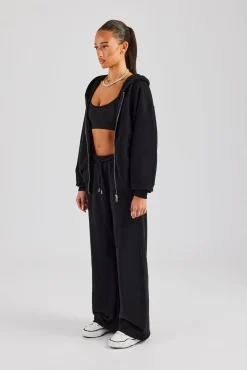 Women CLO-SET Womens Zip Through Hoodie and Jogger Set - Black