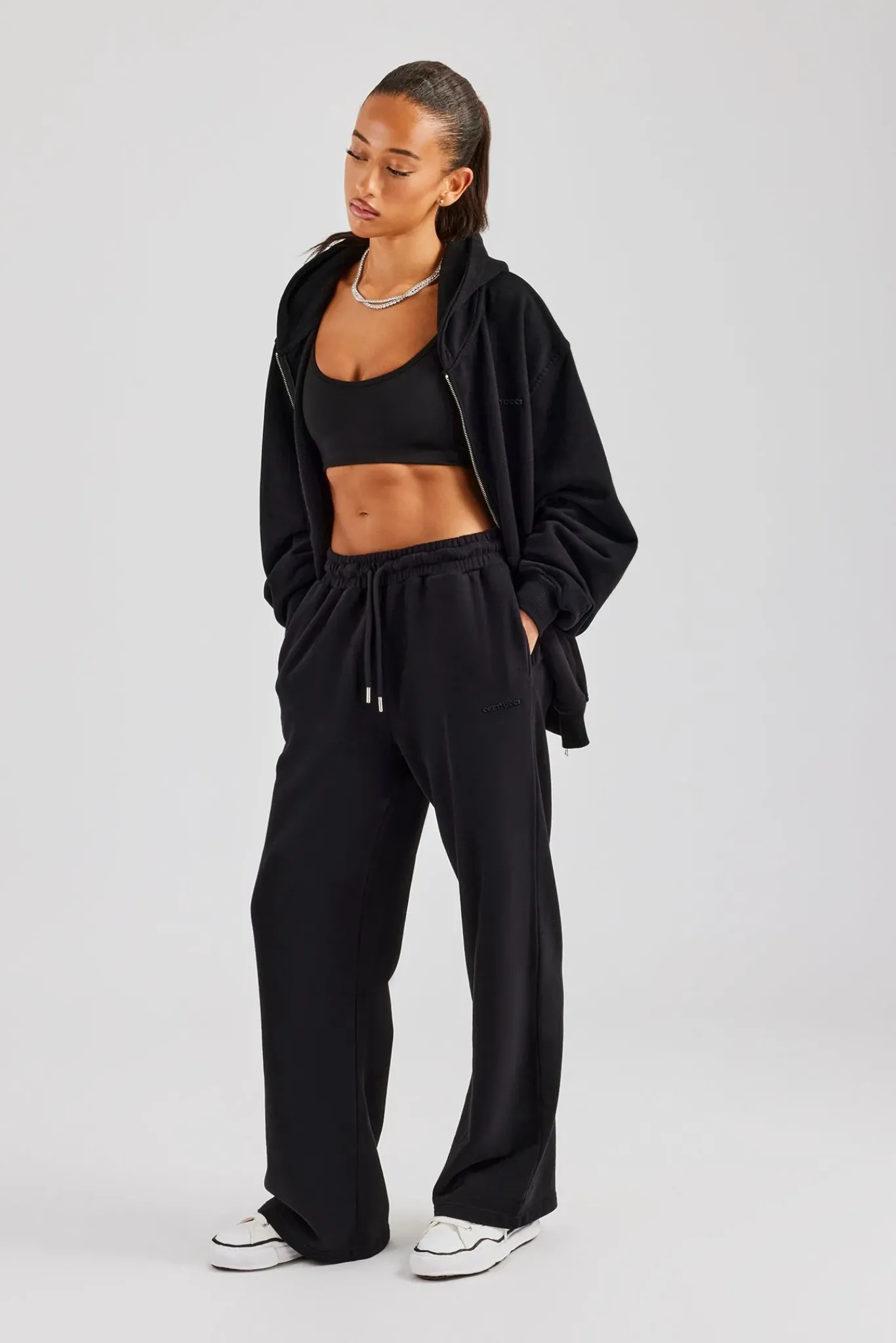 Women CLO-SET Womens Zip Through Hoodie and Jogger Set - Black