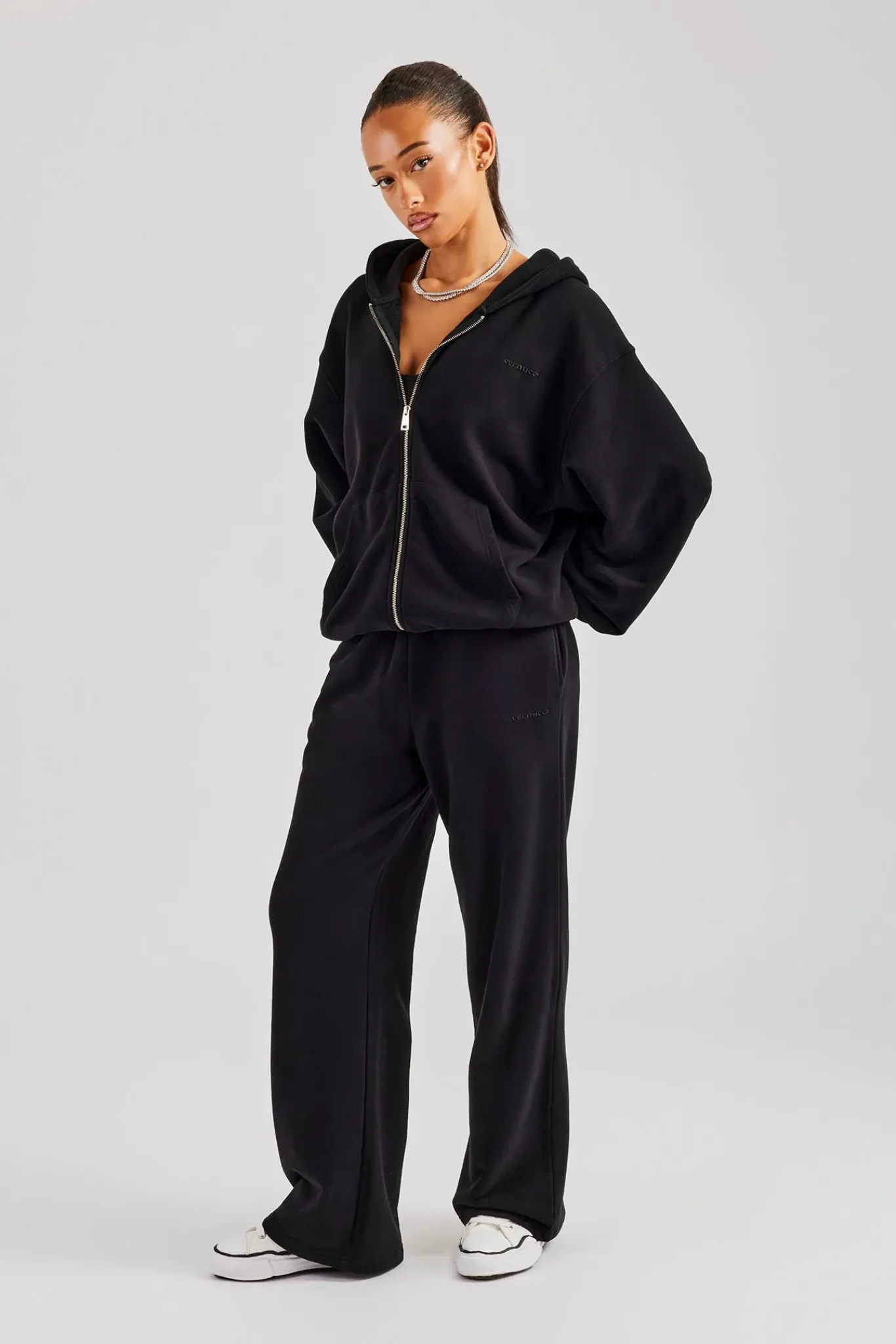 Women CLO-SET Womens Zip Through Hoodie and Jogger Set - Black