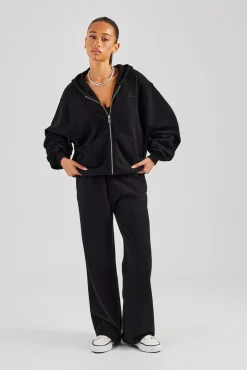 Women CLO-SET Womens Zip Through Hoodie and Jogger Set - Black