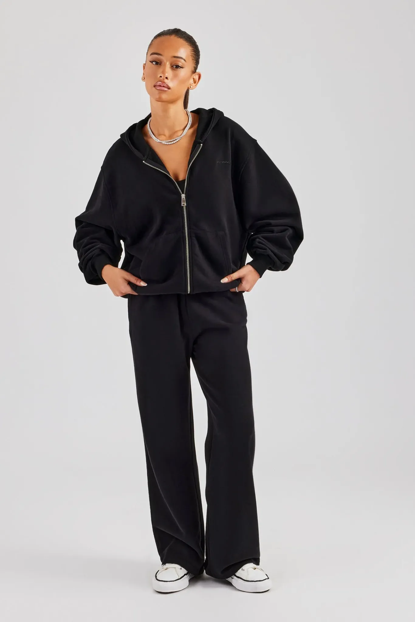 Women CLO-SET Womens Zip Through Hoodie and Jogger Set - Black