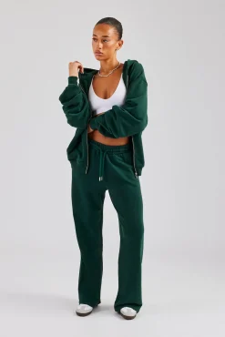 Women CLO-SET Womens Zip Through Hoodie and Jogger Set Dark Green