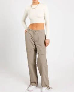 Women CLO-BOT-TRO Woven Cargo Trouser - Beige