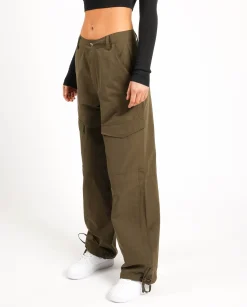 Women CLO-BOT-TRO Woven Cargo Trouser - Khaki
