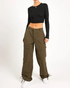 Women CLO-BOT-TRO Woven Cargo Trouser - Khaki