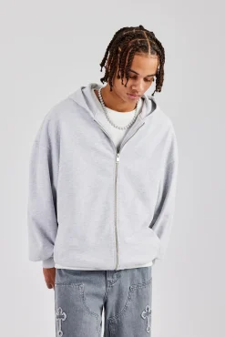 CLO-TOP-HS-HOOD Zip Through Hoodie - Ash Grey