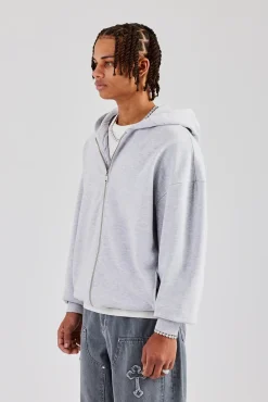 CLO-TOP-HS-HOOD Zip Through Hoodie - Ash Grey