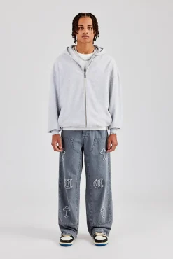 CLO-TOP-HS-HOOD Zip Through Hoodie - Ash Grey