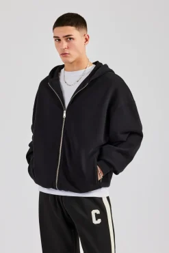 CLO-TOP-HS-HOOD Zip Through Hoodie - Black