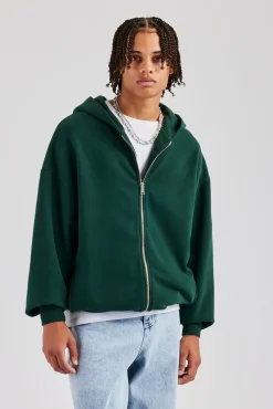 CLO-TOP-HS-HOOD Zip Through Hoodie - Dark Green