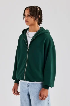 CLO-TOP-HS-HOOD Zip Through Hoodie - Dark Green