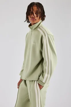 CLO-TOP-OUT Zip Through Taping Track Jacket - Sage
