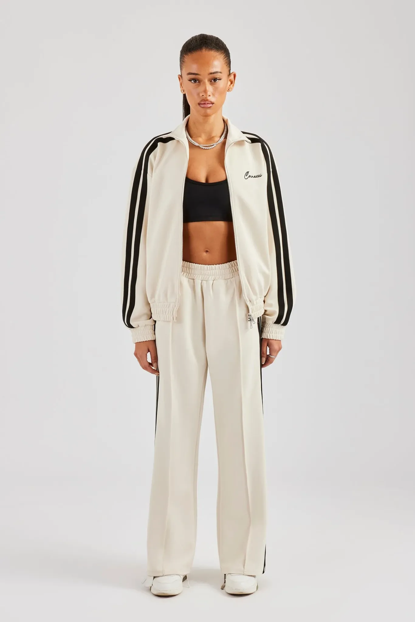 Women CLO-SET Zip Through Taping Tracksuit - Off White