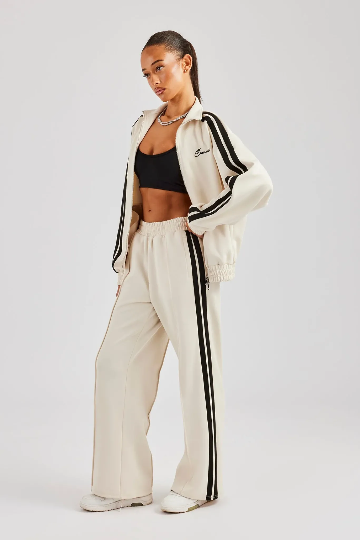 Women CLO-SET Zip Through Taping Tracksuit - Off White